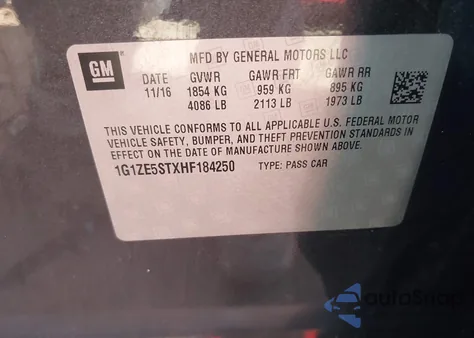 2017 Chevrolet Malibu 1Lt из США, поврежденный, VIN 1G1ZE5STXHF184250